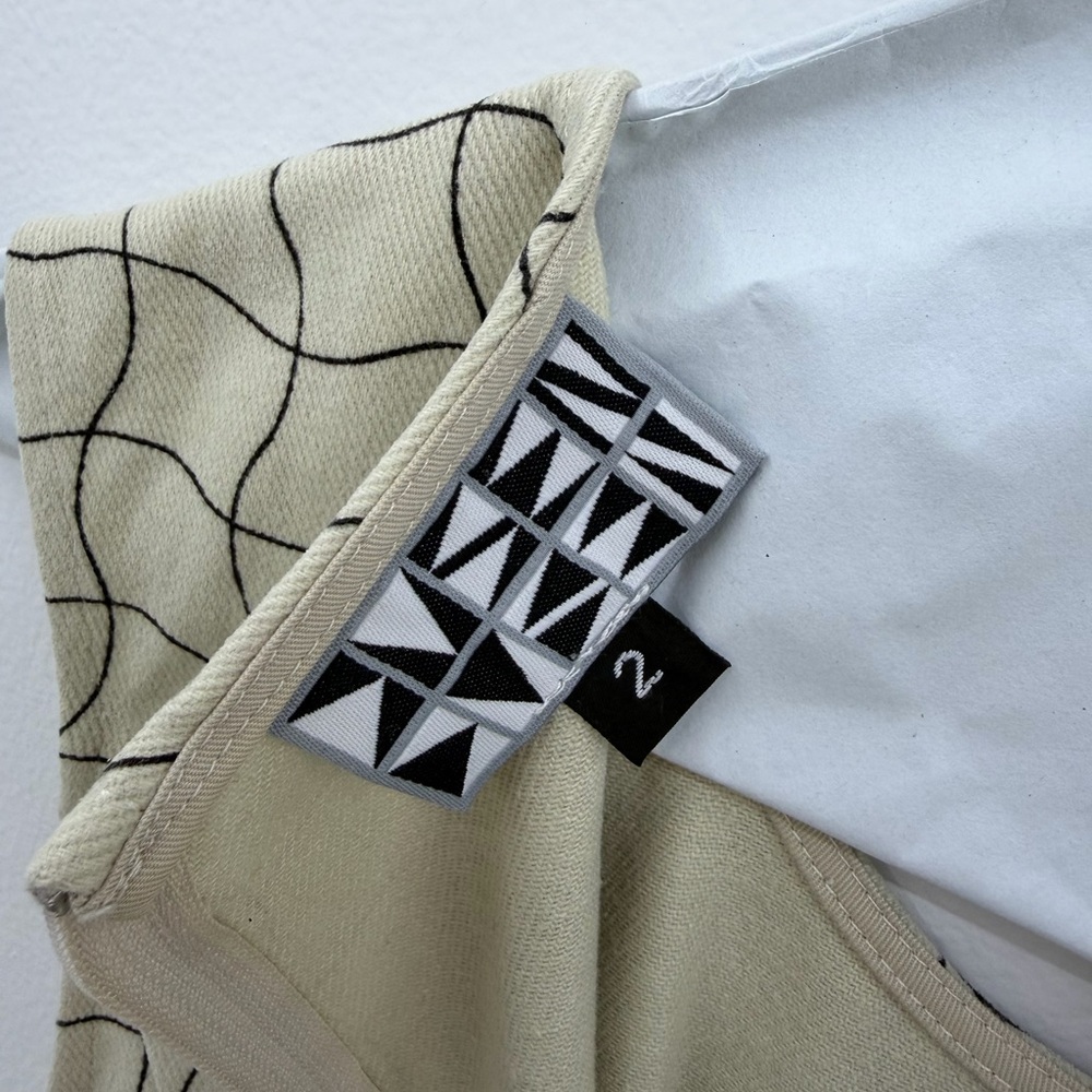 Chic Cream Geometric Pattern Mini Dress - Picture 3 of 4